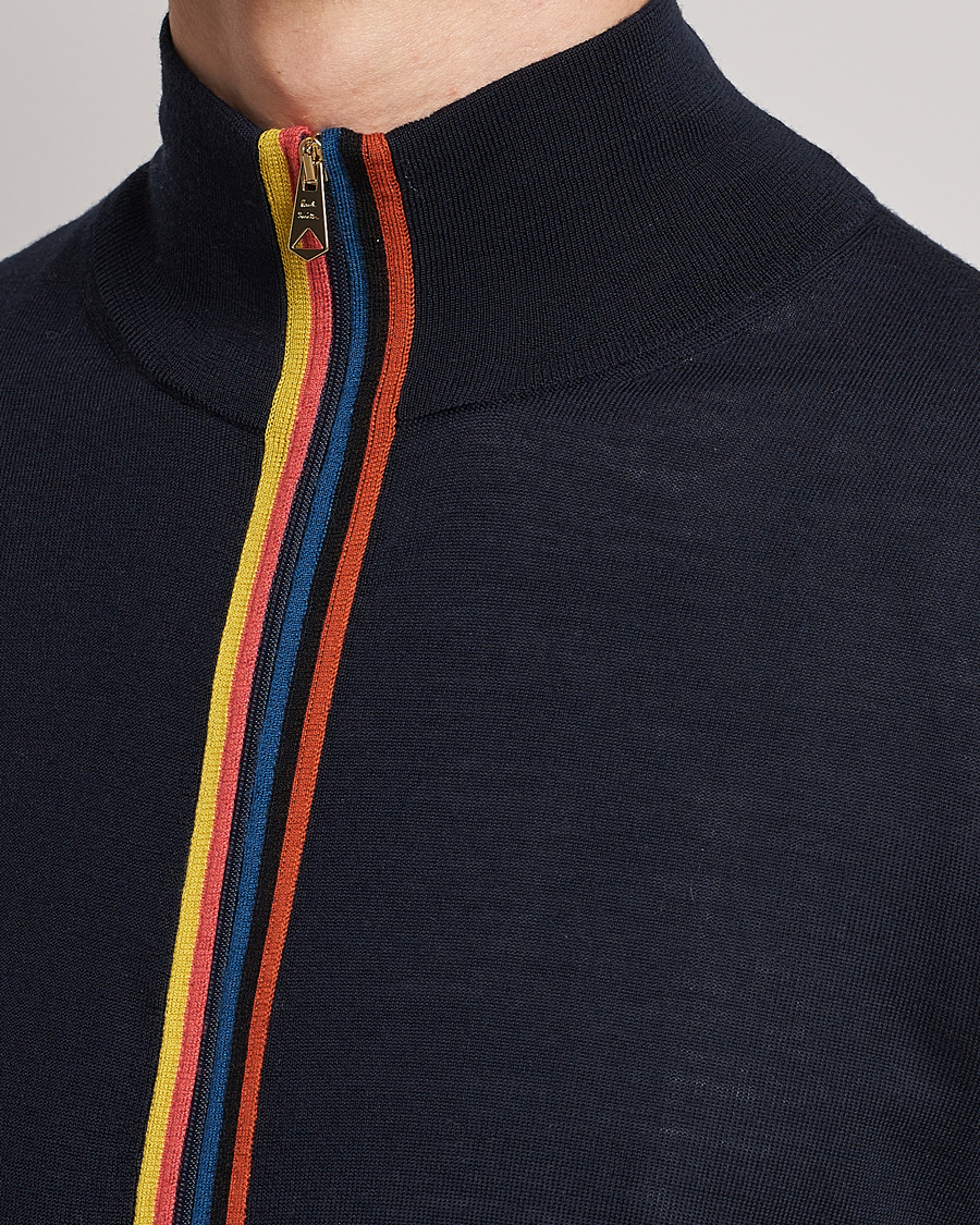 Homme | Pulls Et Tricots | Paul Smith | Full Zip Stripe Wool Cardigan Navy