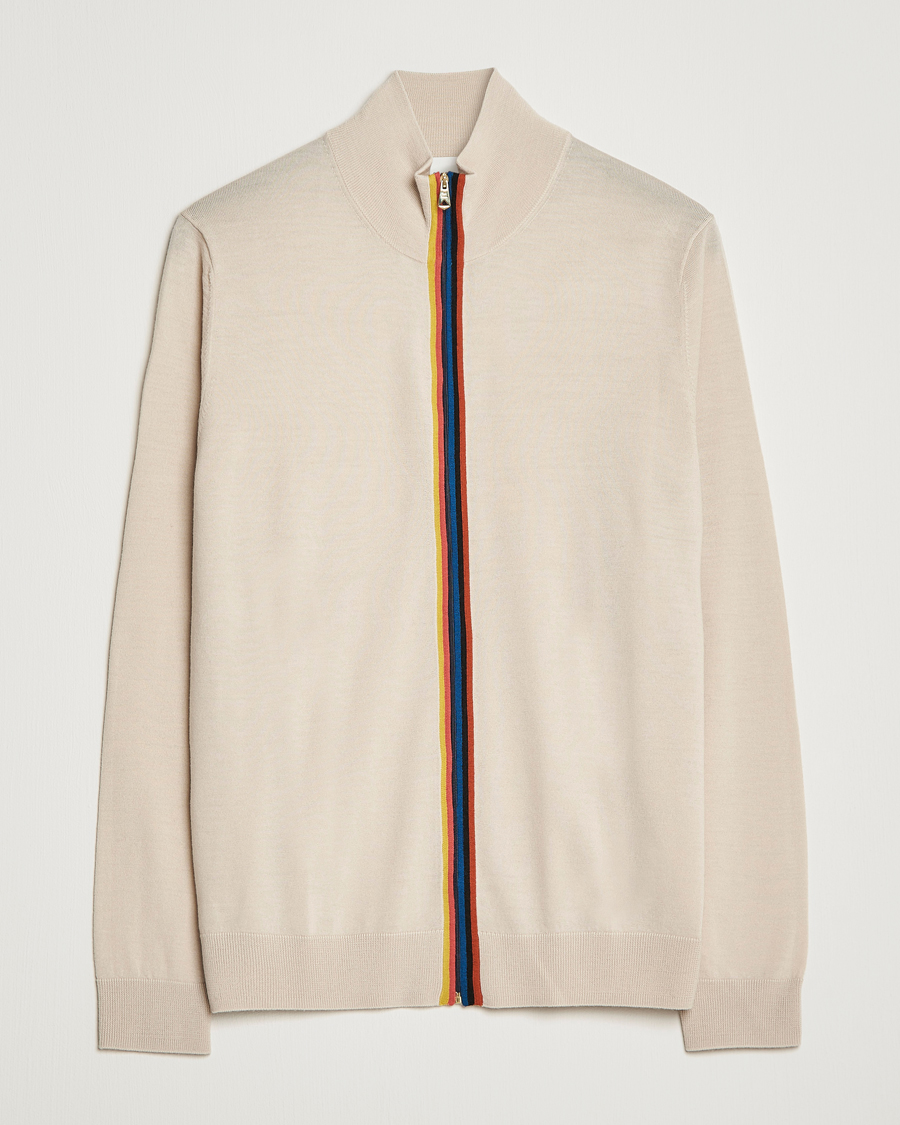 Homme | Pulls Et Tricots | Paul Smith | Full Zip Stripe Wool Cardigan Sand