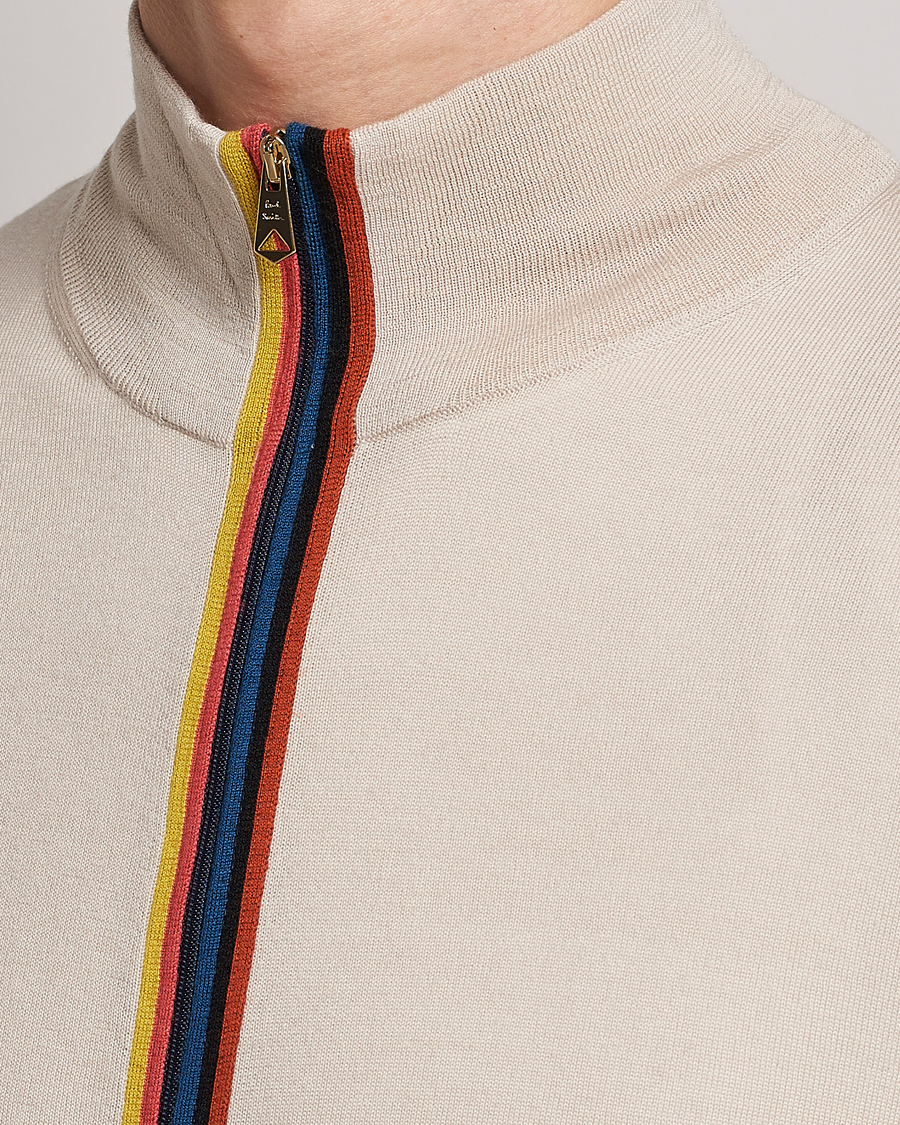 Homme | Pulls Et Tricots | Paul Smith | Full Zip Stripe Wool Cardigan Sand
