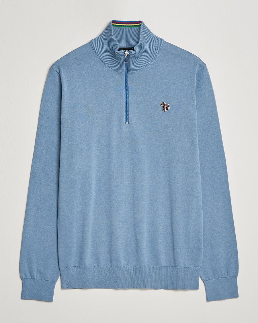 Homme | Pulls Et Tricots | PS Paul Smith | Zebra Organic Cotton Knitted Half Zip Light Blue