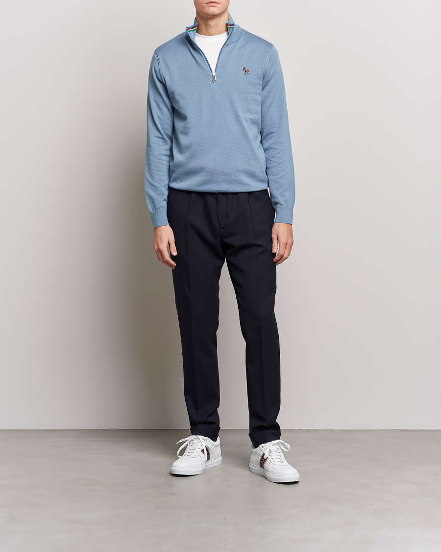 Homme | Pulls Et Tricots | PS Paul Smith | Zebra Organic Cotton Knitted Half Zip Light Blue