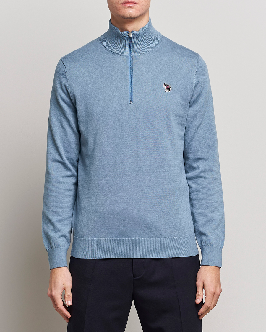 Homme | Pulls Et Tricots | PS Paul Smith | Zebra Organic Cotton Knitted Half Zip Light Blue