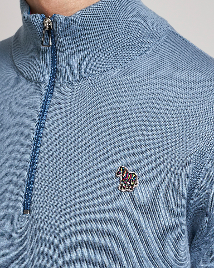 Homme | Pulls Et Tricots | PS Paul Smith | Zebra Organic Cotton Knitted Half Zip Light Blue