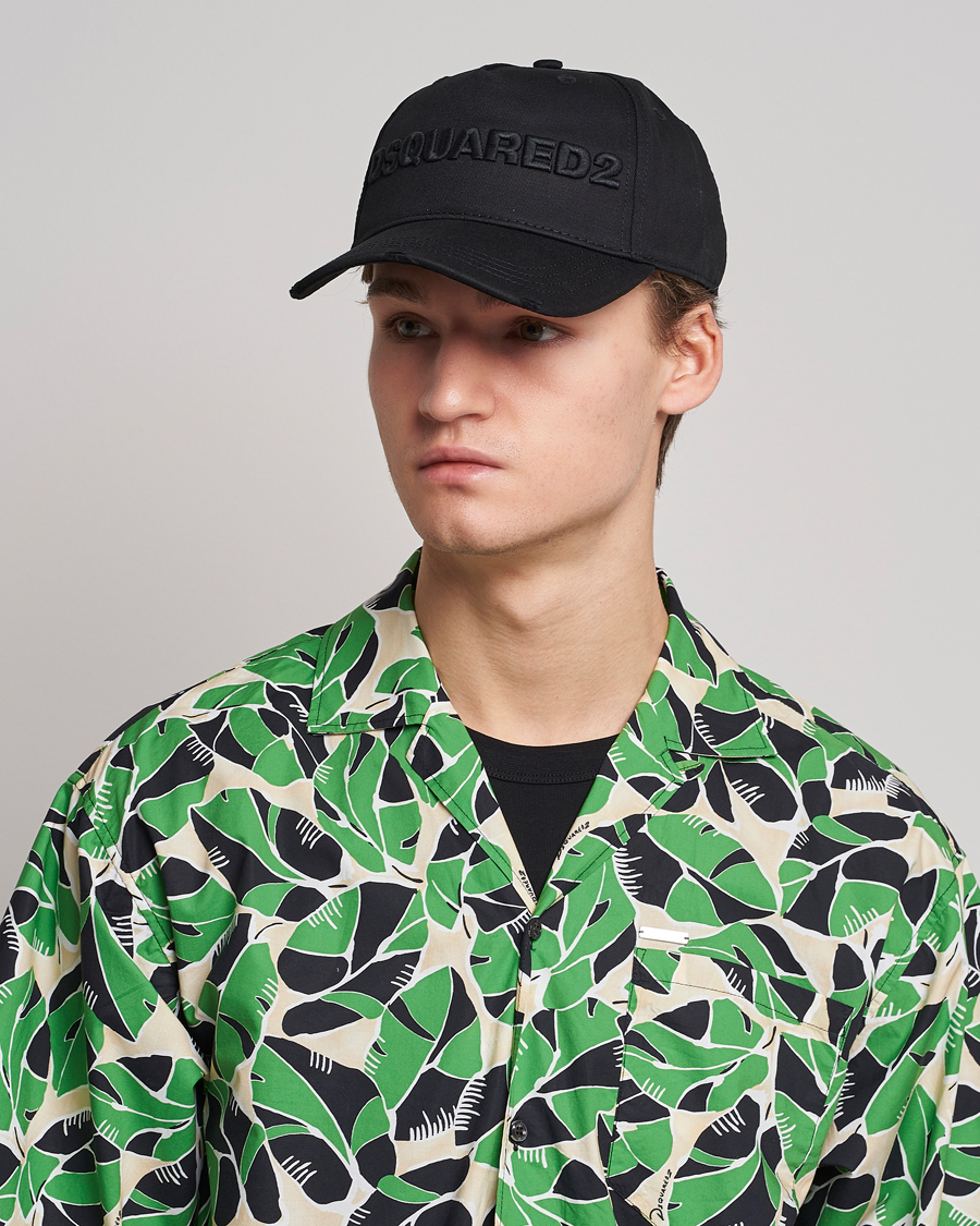 Homme | Dsquared2 Lettering Logo Baseball Cap Black/Black | Dsquared2 | Lettering Logo Baseball Cap Black/Black
