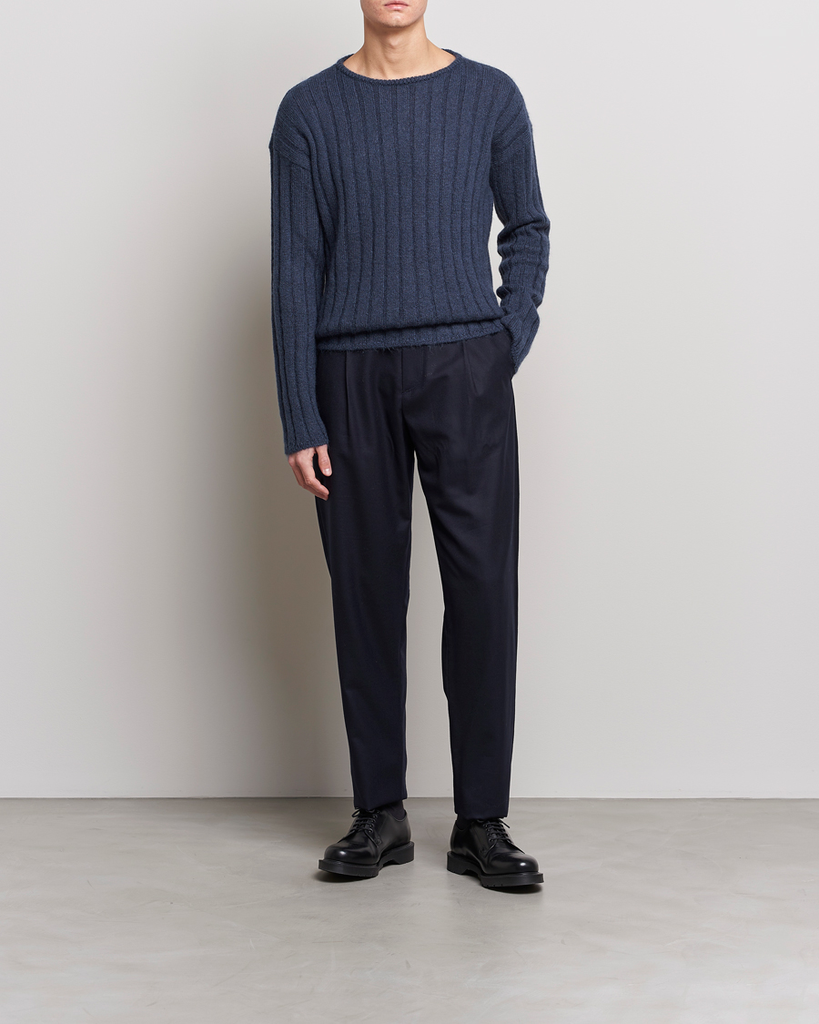 Homme | Pulls Et Tricots | Giorgio Armani | Rib Stitch Mohair Sweater Navy
