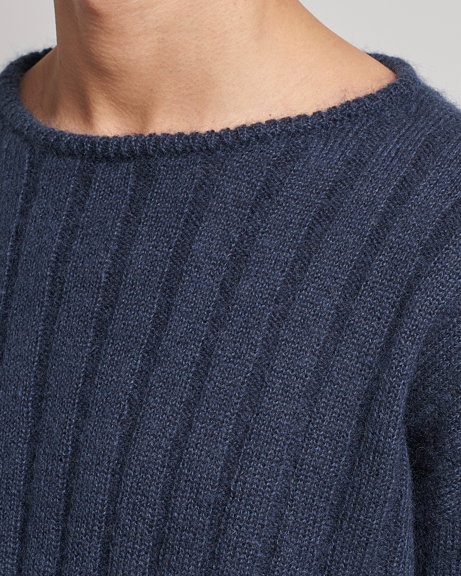 Homme | Pulls Et Tricots | Giorgio Armani | Rib Stitch Mohair Sweater Navy