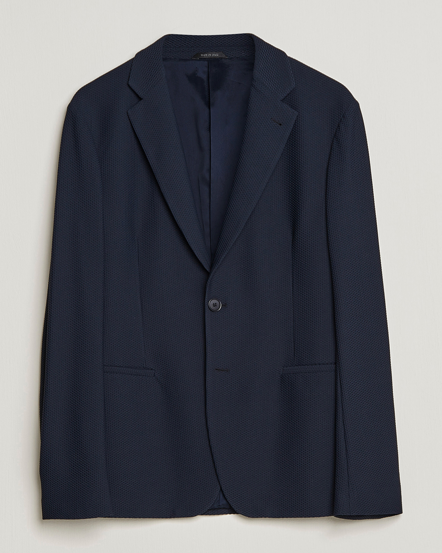 Homme | Blazers | Giorgio Armani | Single Breasted Mesh Blazer Navy
