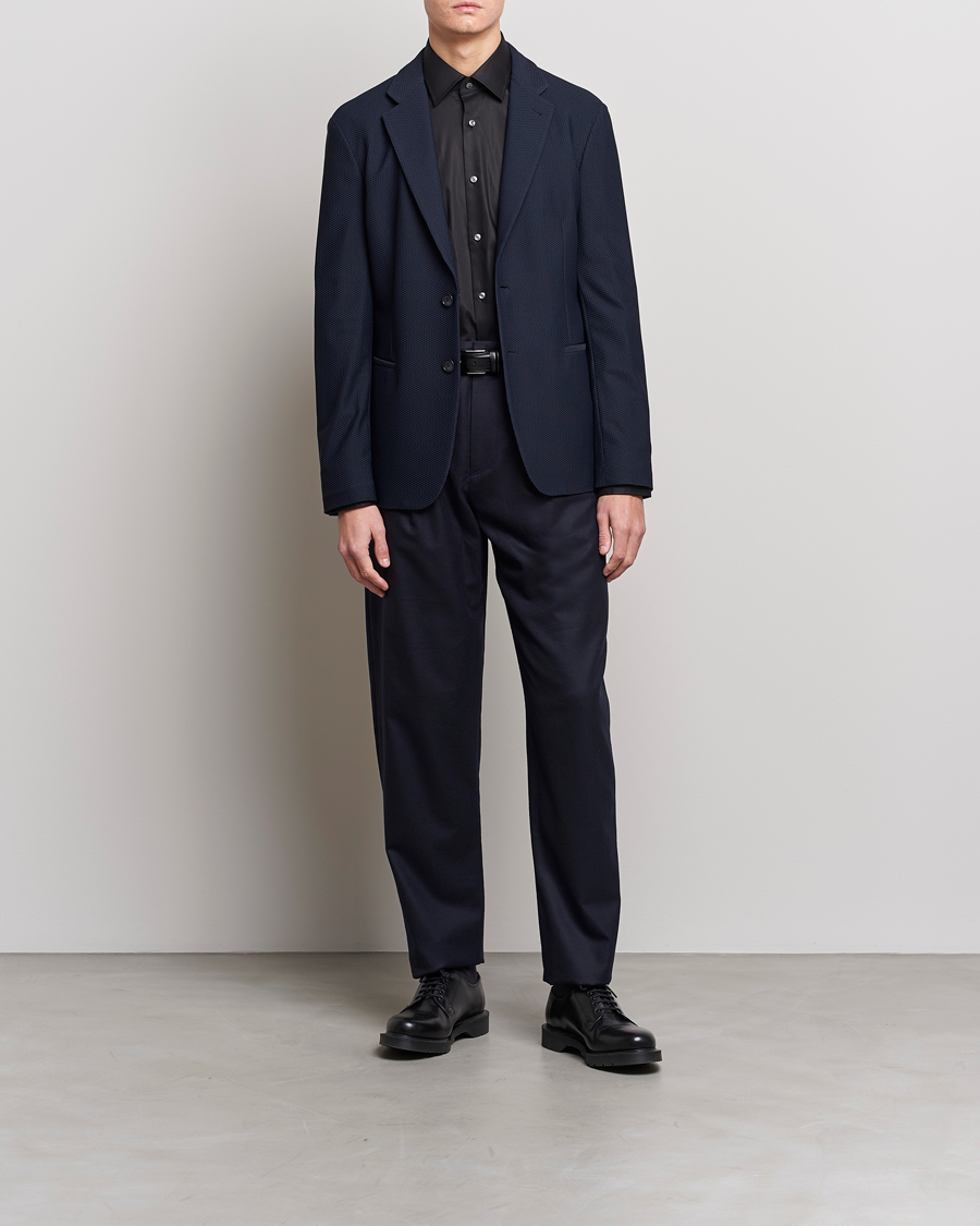 Homme | Blazers | Giorgio Armani | Single Breasted Mesh Blazer Navy