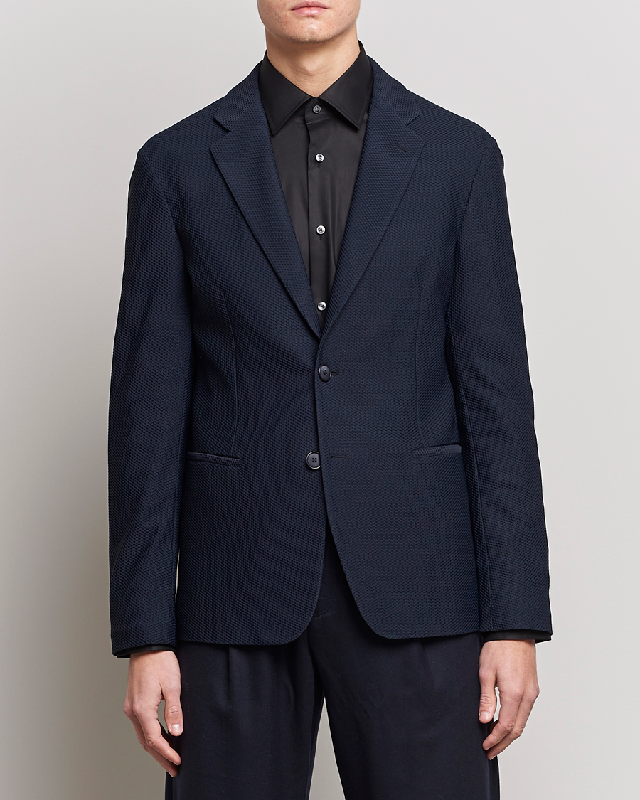 Homme | Blazers | Giorgio Armani | Single Breasted Mesh Blazer Navy