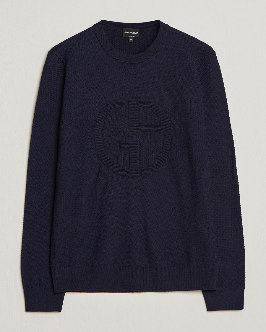 Homme | Pulls Et Tricots | Giorgio Armani | Diagonal Logo Pullover Navy