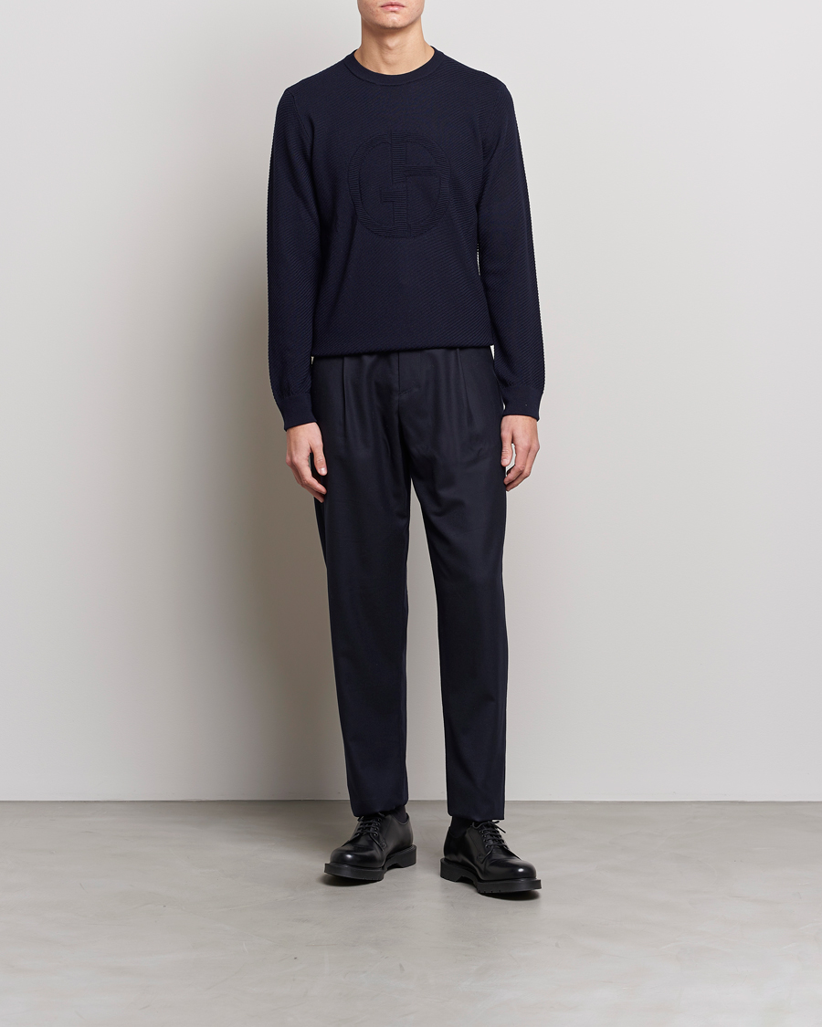 Homme | Pulls Et Tricots | Giorgio Armani | Diagonal Logo Pullover Navy