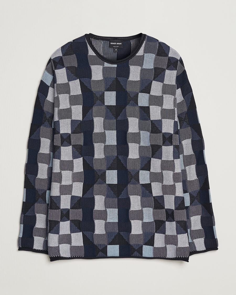 Homme | Pulls Et Tricots | Giorgio Armani | Geometrical Patchwork Sweater Navy/White