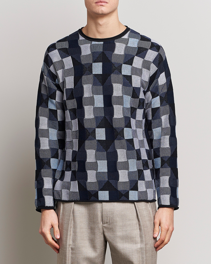 Homme | Pulls Et Tricots | Giorgio Armani | Geometrical Patchwork Sweater Navy/White