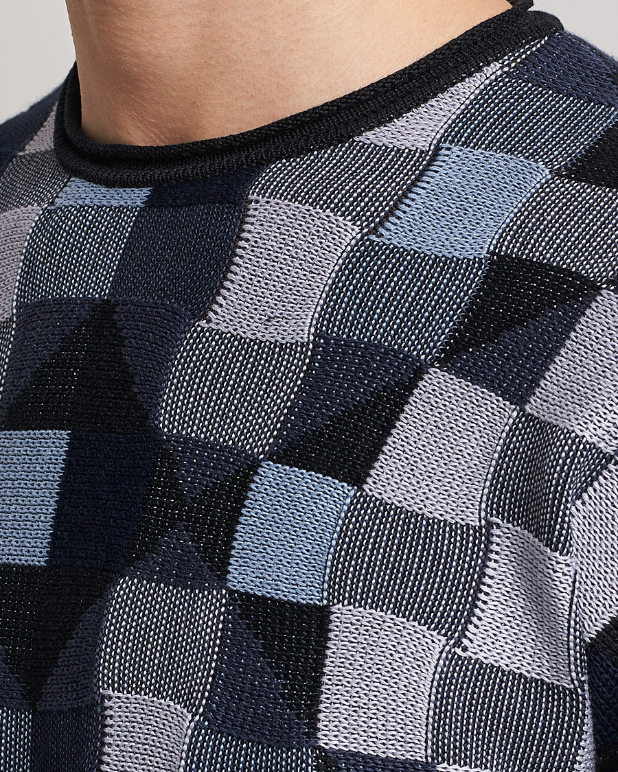Homme | Pulls Et Tricots | Giorgio Armani | Geometrical Patchwork Sweater Navy/White