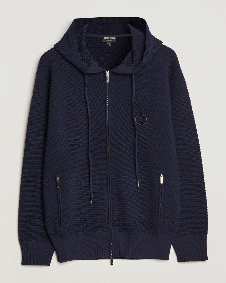 Homme | Pulls Et Tricots | Giorgio Armani | Jacquard Zip Bomber Navy