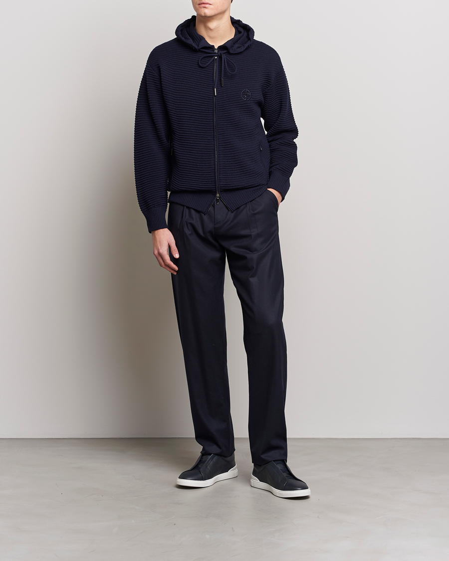 Homme | Pulls Et Tricots | Giorgio Armani | Jacquard Zip Bomber Navy