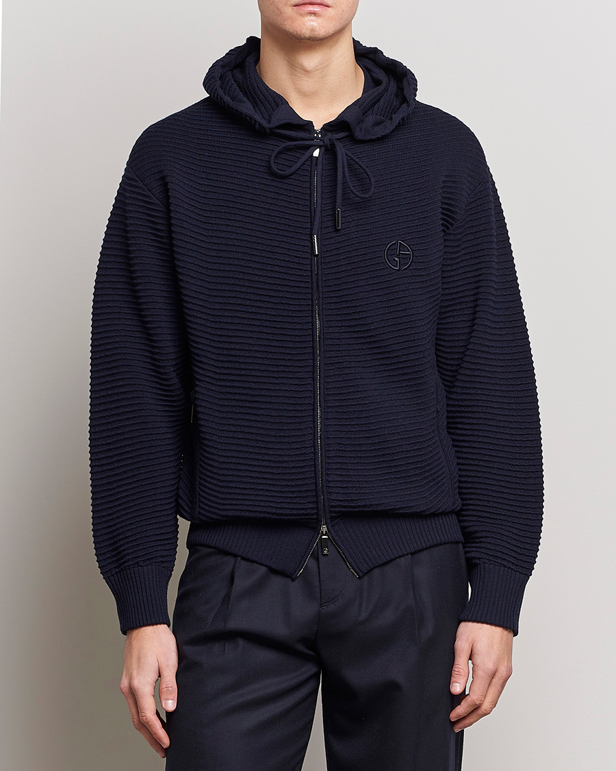 Homme | Pulls Et Tricots | Giorgio Armani | Jacquard Zip Bomber Navy