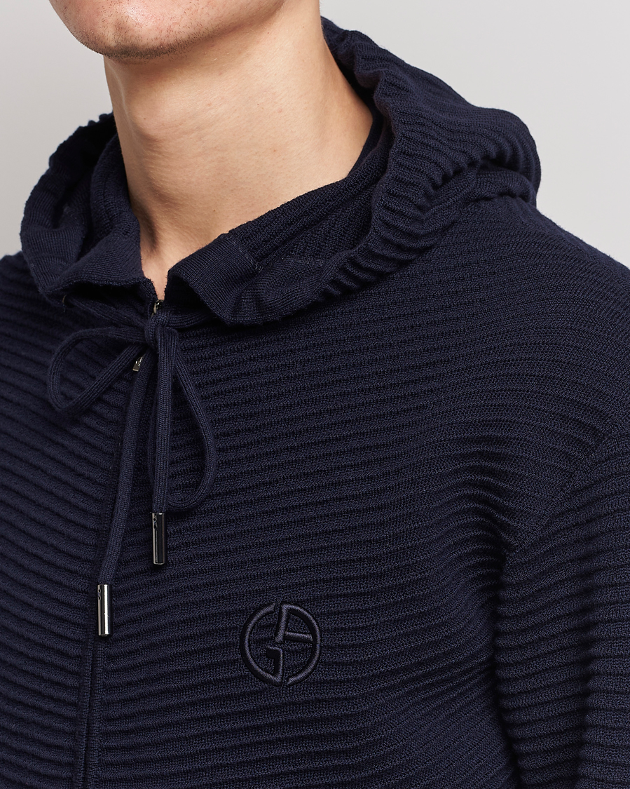 Homme | Pulls Et Tricots | Giorgio Armani | Jacquard Zip Bomber Navy