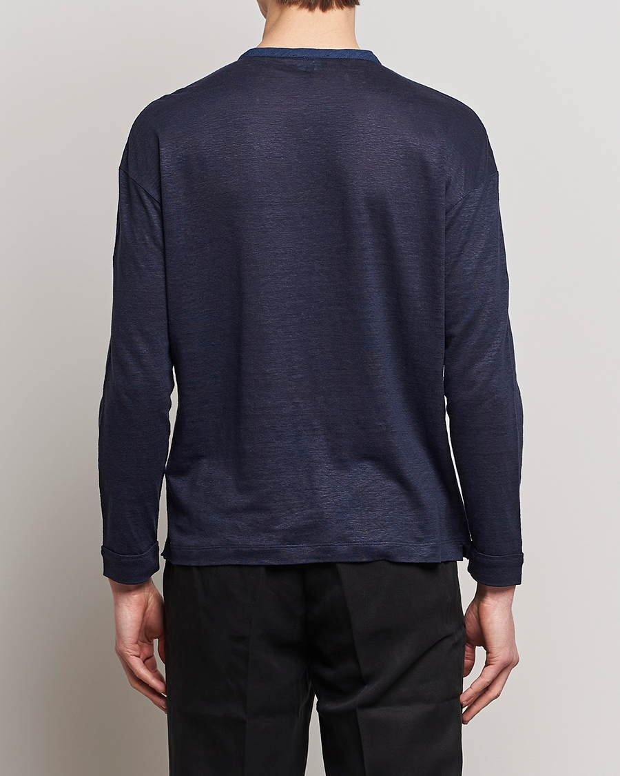 Homme | Pulls Et Tricots | Giorgio Armani | Linen Henley Navy
