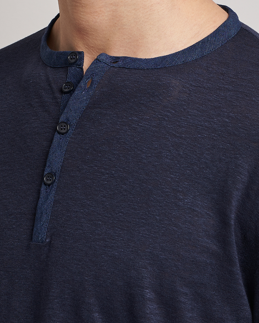 Homme | Pulls Et Tricots | Giorgio Armani | Linen Henley Navy