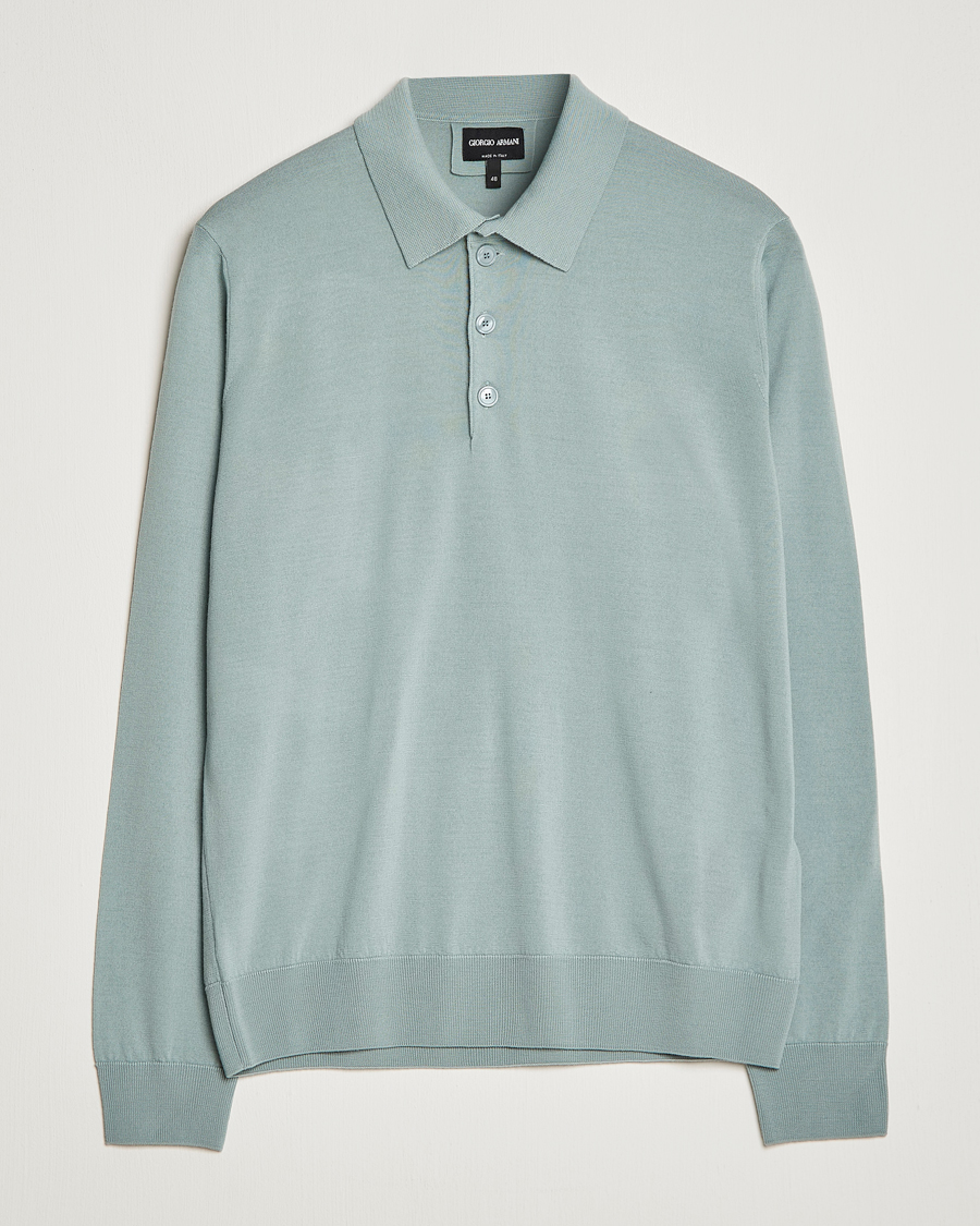 Homme | Pulls Et Tricots | Giorgio Armani | Long Sleeve Knitted Polo Light Grey