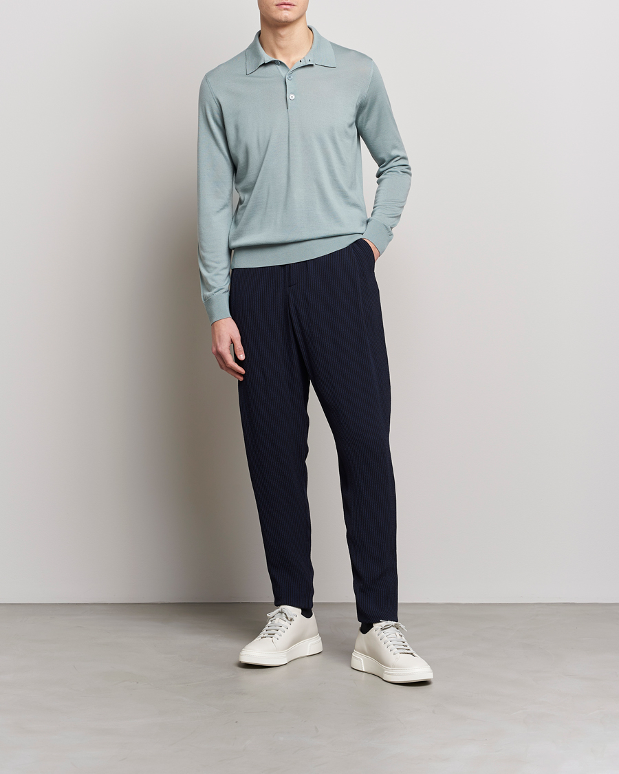 Homme | Pulls Et Tricots | Giorgio Armani | Long Sleeve Knitted Polo Light Grey