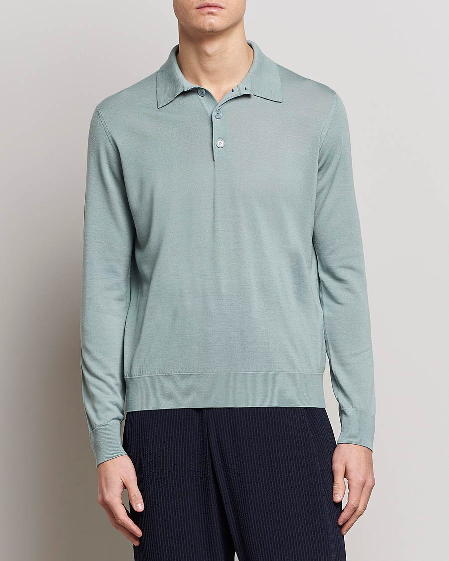 Homme | Pulls Et Tricots | Giorgio Armani | Long Sleeve Knitted Polo Light Grey