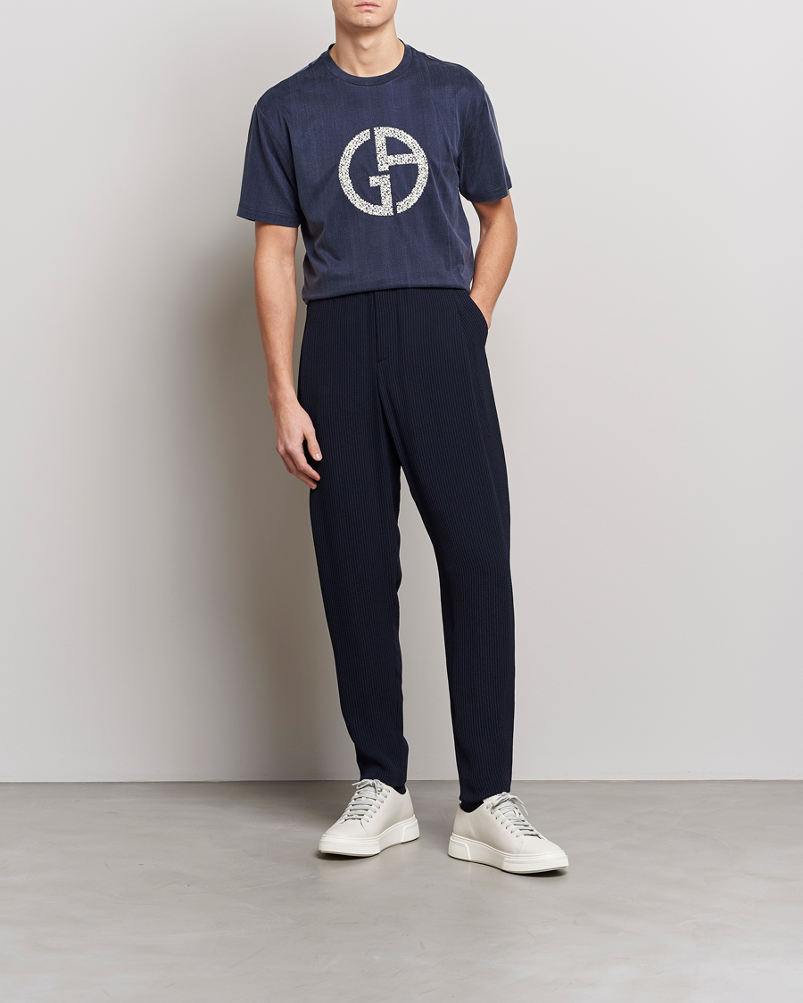Homme | T-shirts | Giorgio Armani | Cupro Logo T-Shirt Navy