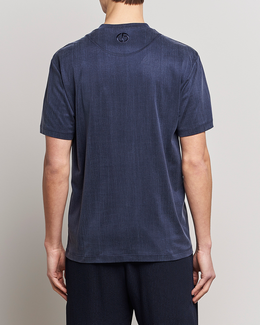 Homme | T-shirts | Giorgio Armani | Cupro Logo T-Shirt Navy