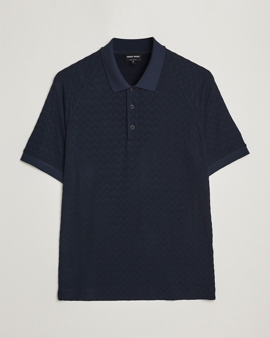 Homme | Polos | Giorgio Armani | Jacquard Short Sleeve Polo Navy