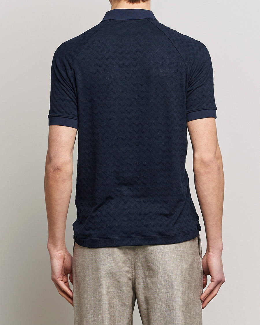 Homme | Polos | Giorgio Armani | Jacquard Short Sleeve Polo Navy