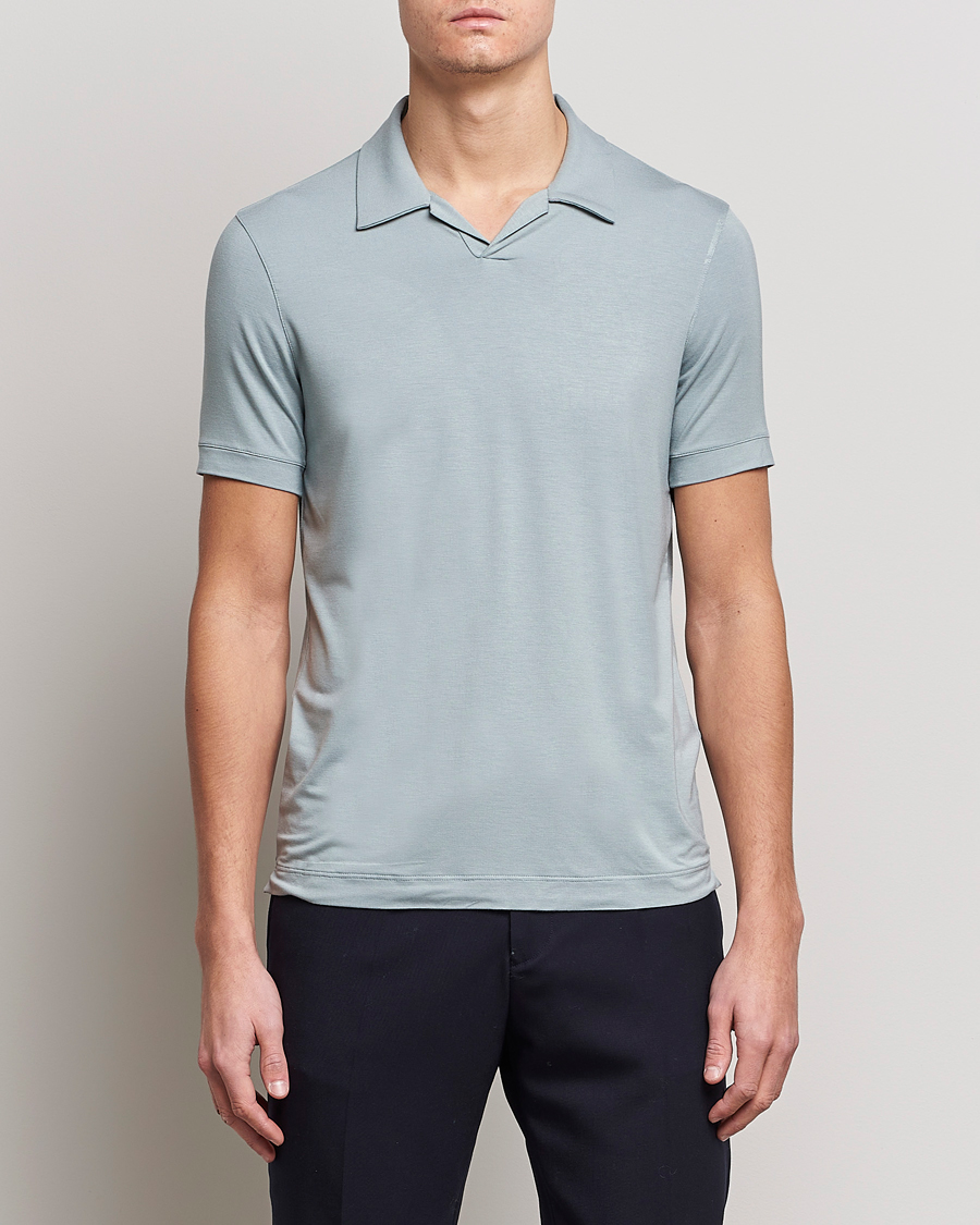 Homme | Polos | Giorgio Armani | Short Sleeve Stretch Polo Light Grey