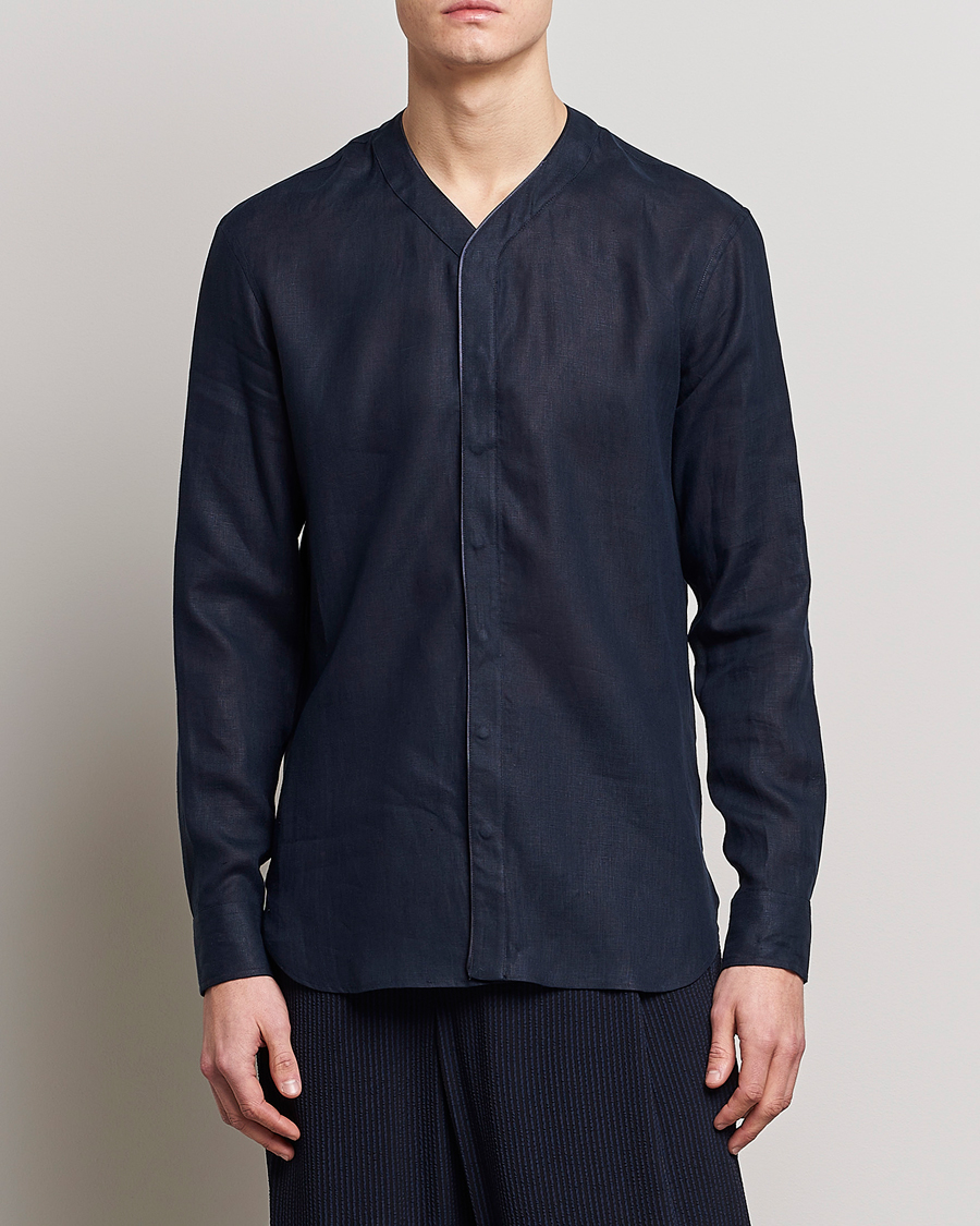 Homme | Chemises | Giorgio Armani | Linen Guru Shirt Navy
