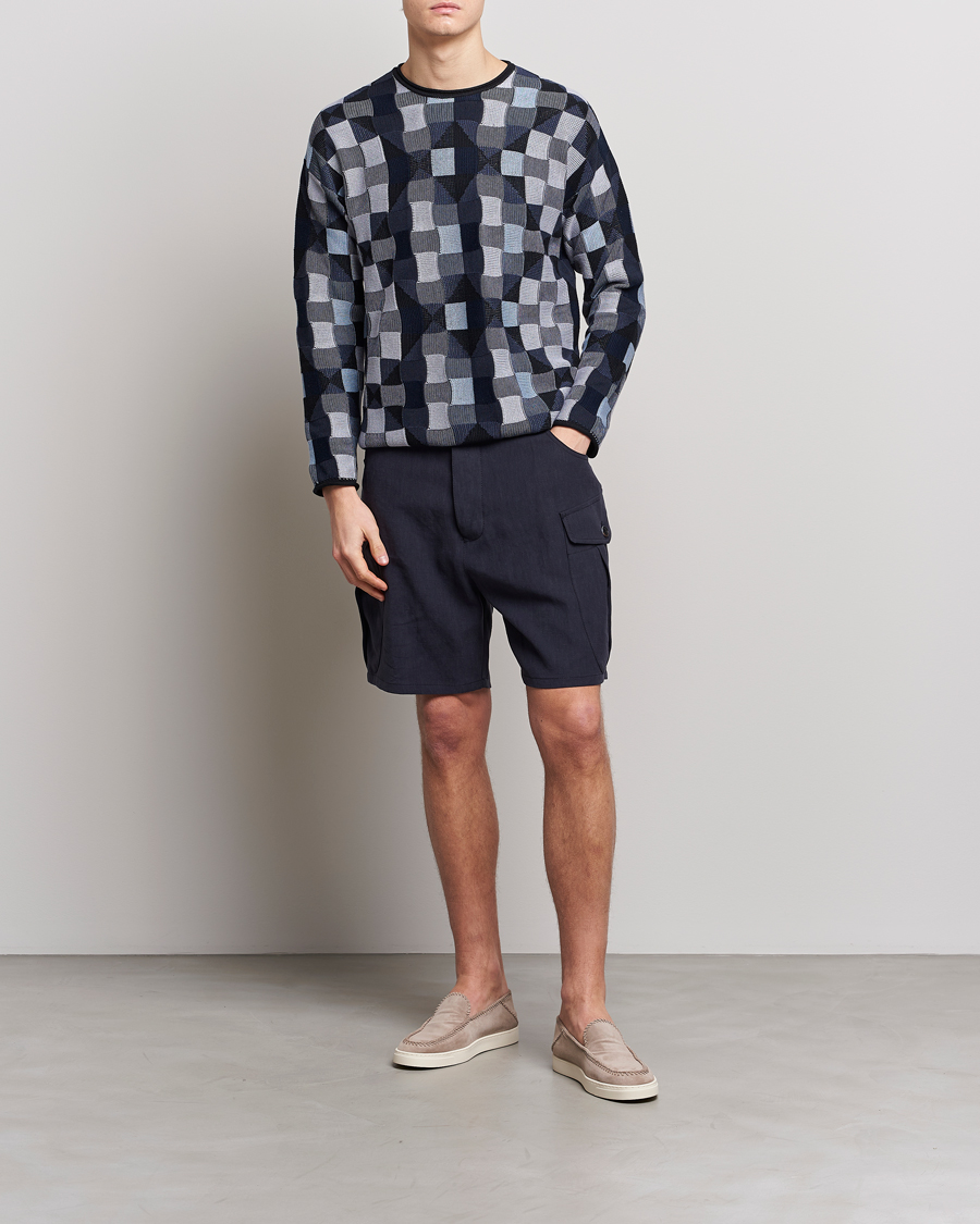 Homme | Shorts | Giorgio Armani | Linen Cargo Shorts Navy