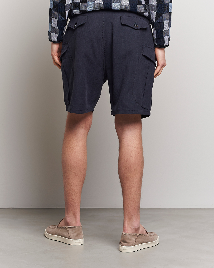Homme | Shorts | Giorgio Armani | Linen Cargo Shorts Navy