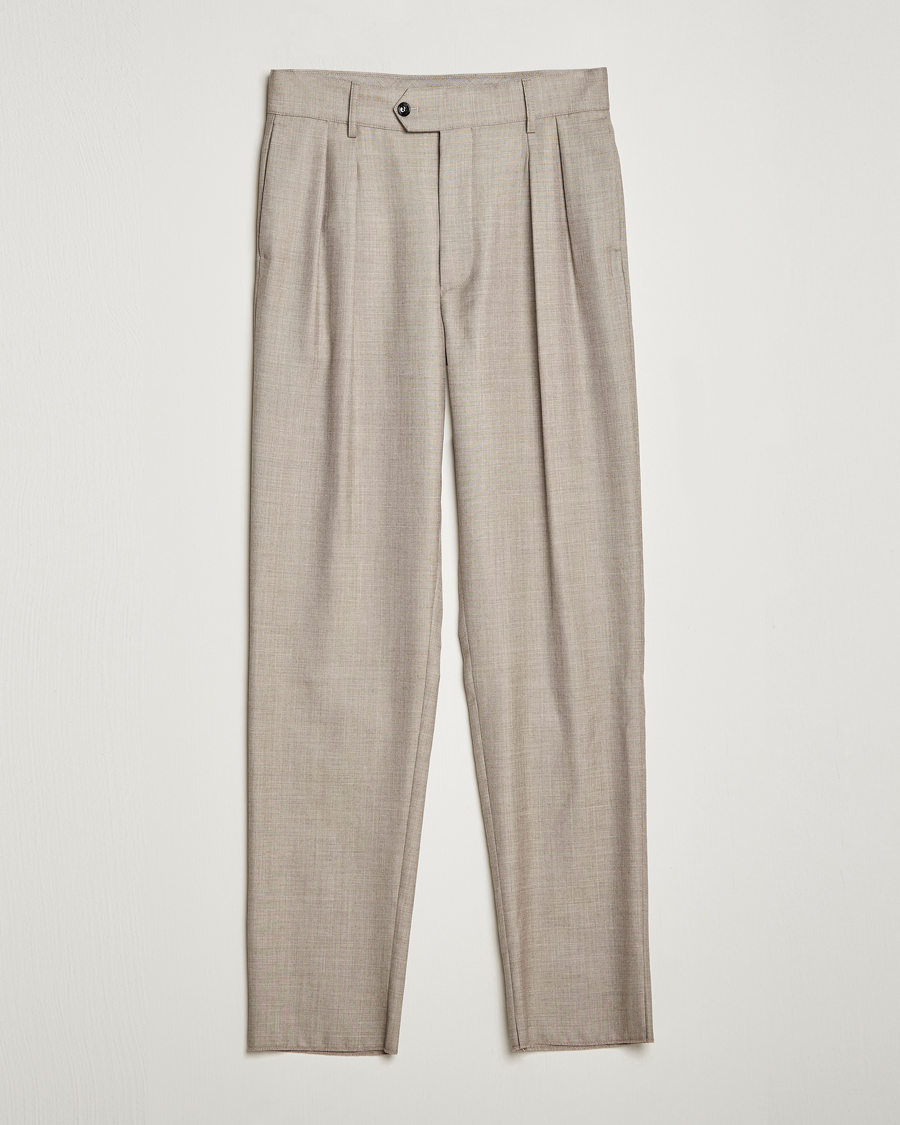Homme | Pantalons | Giorgio Armani | Pleated Wool Trousers Light Grey