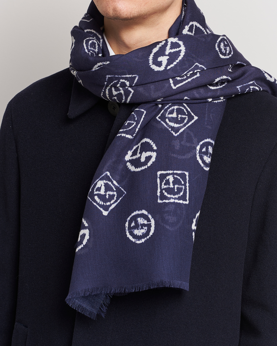 Homme | Giorgio Armani Woven Logo Scarf Navy | Giorgio Armani | Woven Logo Scarf Navy