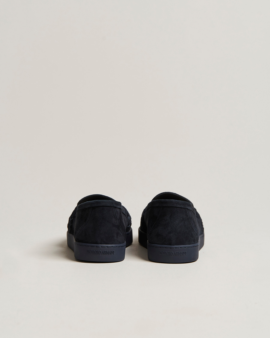 Homme | Giorgio Armani Suede Intrecci Loafers Navy | Giorgio Armani | Suede Intrecci Loafers Navy