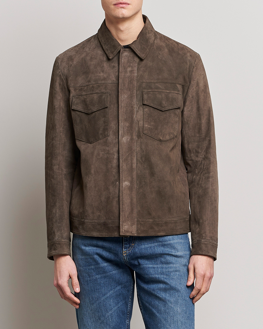 Homme | Manteaux Et Vestes | BOSS BLACK | Mucker Suede Jacket Dark Grey