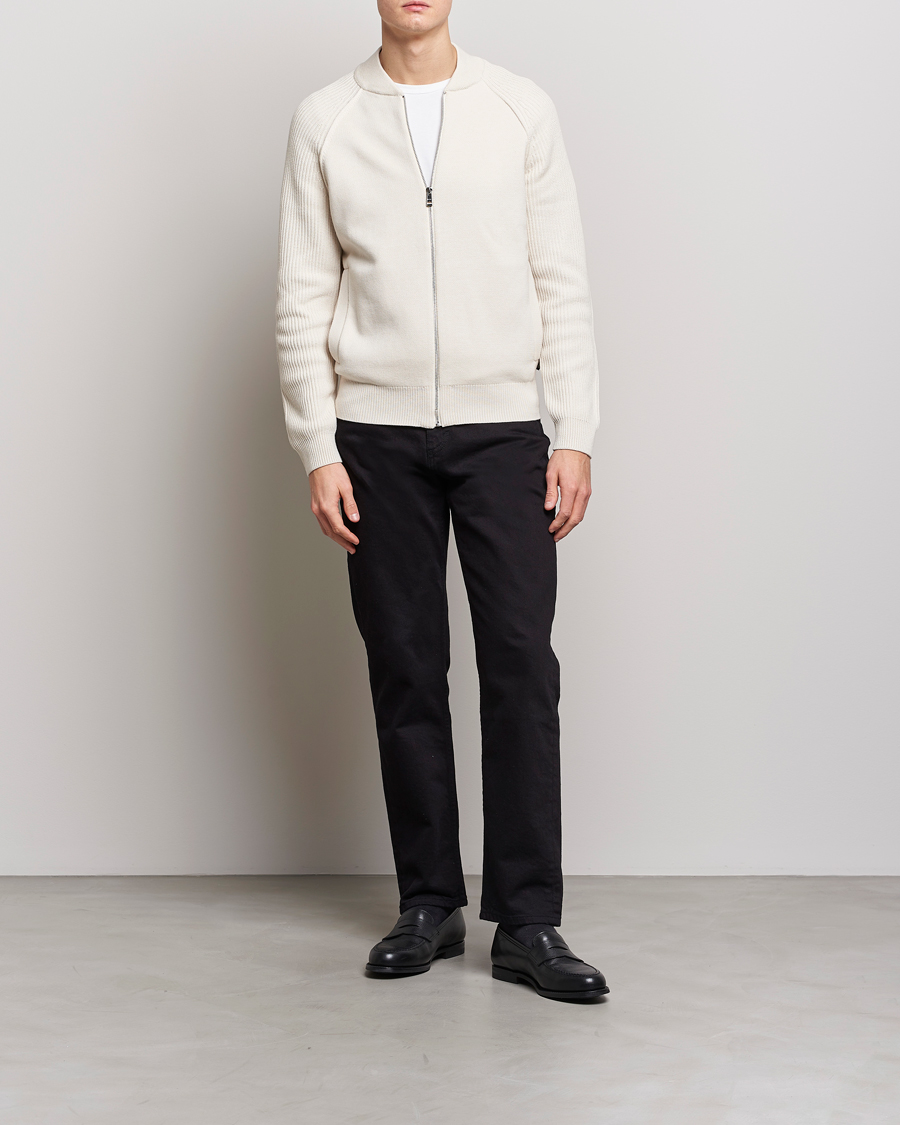 Homme | Pulls Et Tricots | BOSS BLACK | Grissino Structured Knitted Full-Zip Open White