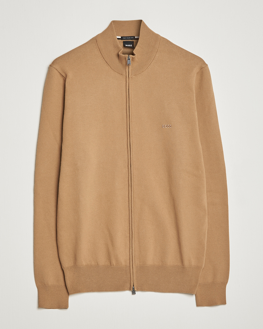 Homme | Pulls Et Tricots | BOSS BLACK | Palano Knitted Full-Zip Medium Beige
