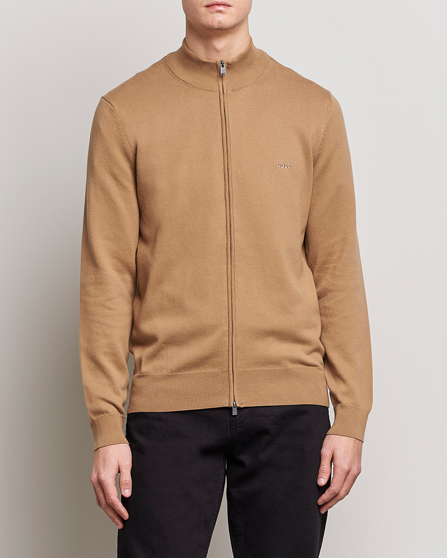 Homme | Pulls Et Tricots | BOSS BLACK | Palano Knitted Full-Zip Medium Beige
