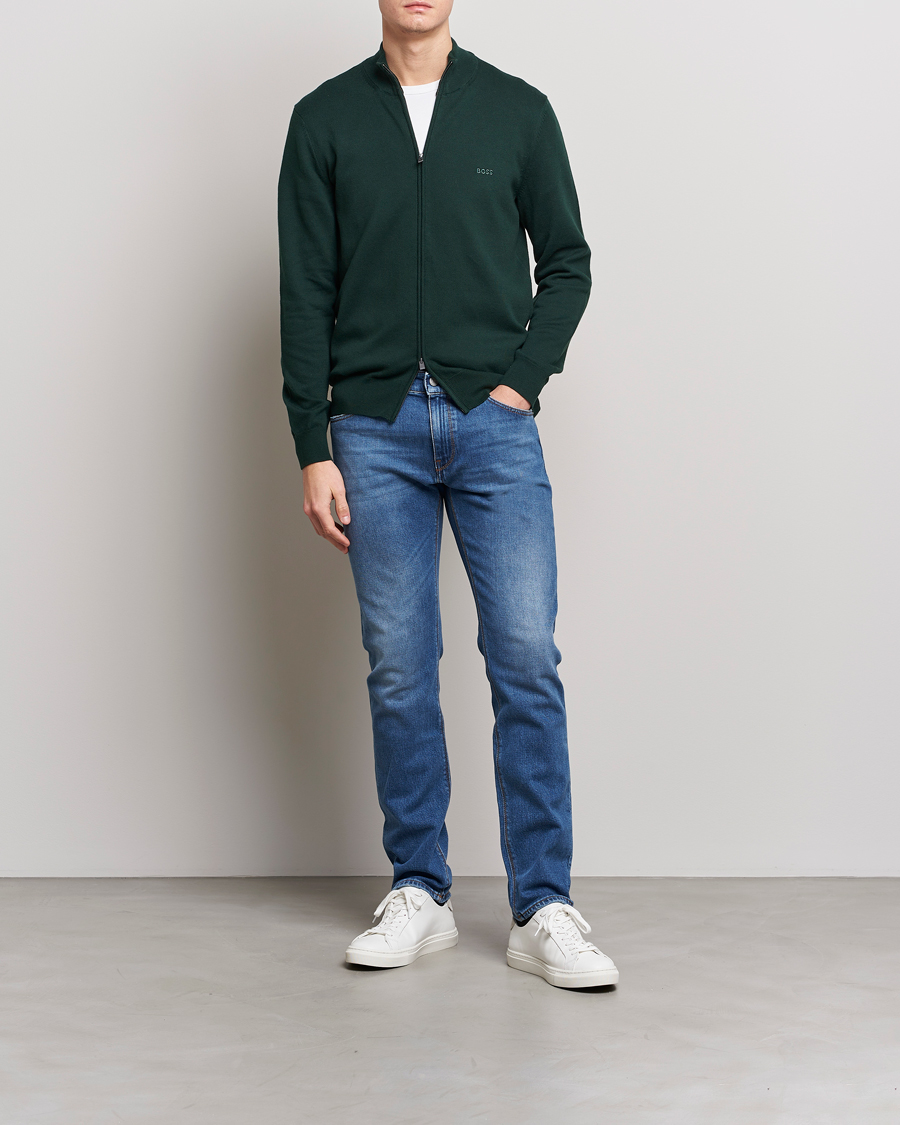 Homme | Pulls Et Tricots | BOSS BLACK | Palano Knitted Full-Zip Open Green