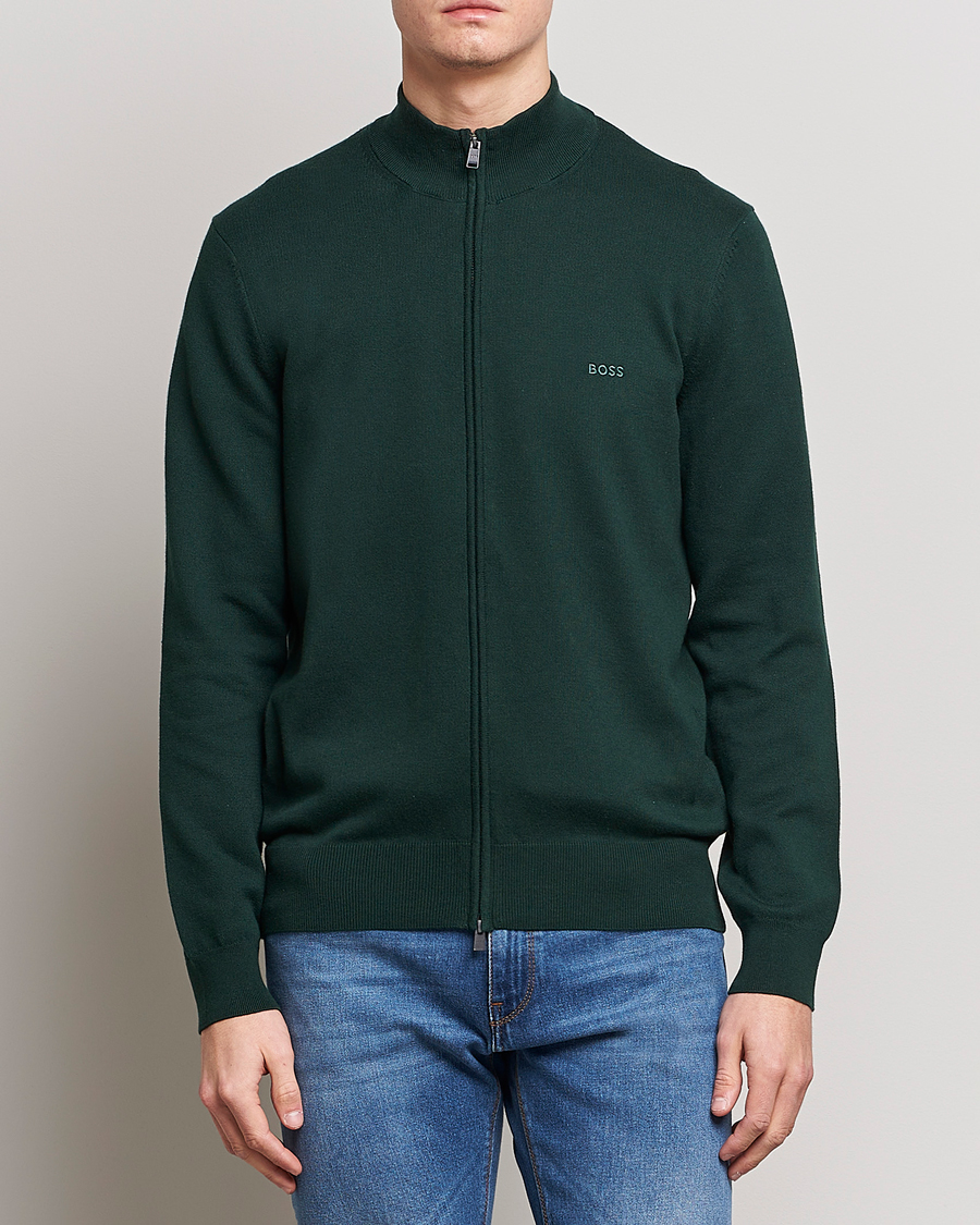 Homme | Pulls Et Tricots | BOSS BLACK | Palano Knitted Full-Zip Open Green