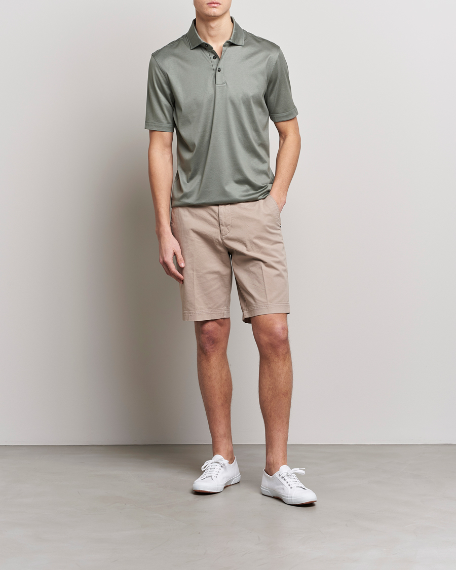 Homme | Polos | BOSS BLACK | Press Cotton/Lyocell Polo Open Green