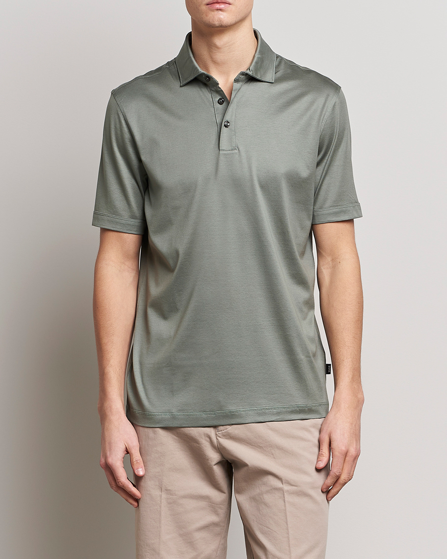 Homme | Polos | BOSS BLACK | Press Cotton/Lyocell Polo Open Green