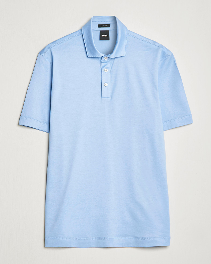 Homme | Polos | BOSS BLACK | Press Cotton/Lyocell Polo Open Blue