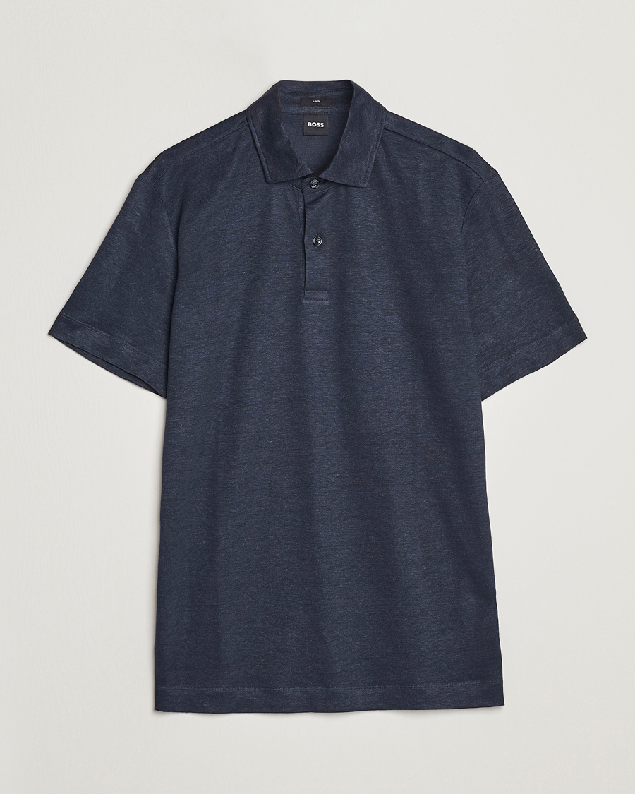 Homme | Polos | BOSS BLACK | Press Linen Polo Dark Blue