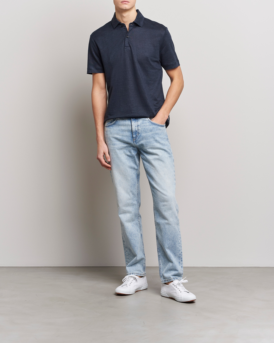 Homme | Polos | BOSS BLACK | Press Linen Polo Dark Blue