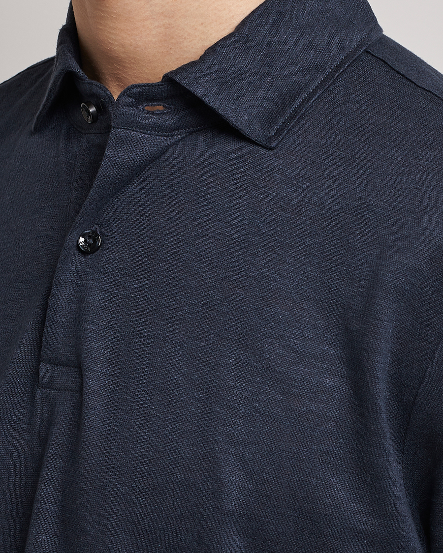 Homme | Polos | BOSS BLACK | Press Linen Polo Dark Blue